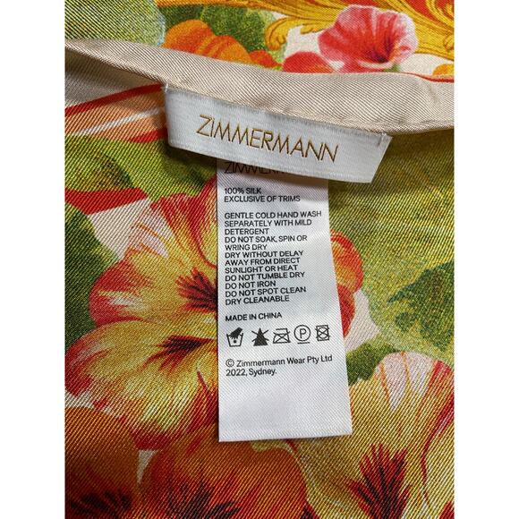 Zimmermann Floral-Print Orange Silk Twill Scarf Size OS - Picture 3 of 3